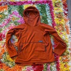 Melanzana Red Orange Rust Fleece Pullover Hoodie